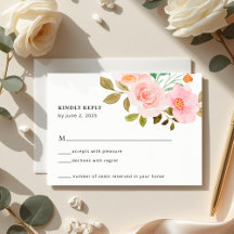 ピーチローズのフラワーハードレスポンスカード 結婚式
