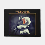 ピーチローズブドパーシャルカラーフラワーウェルカム ドアマット (正面)