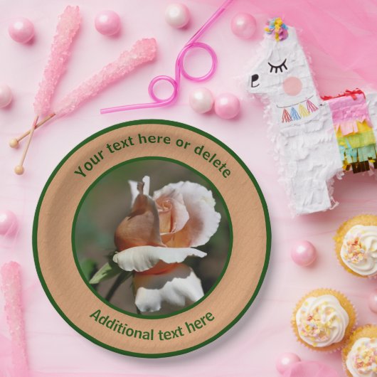 ピーチローズブドパーソナライズされたパーティー ペーパープレート (パーティー)