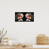 ピーチローズブドフラワークローズアップ鏡抽象芸術 ポスター (キッチン)