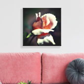 ピーチローズブドフラワークローズアップ キャンバスプリント (インサイチュ (リビング))