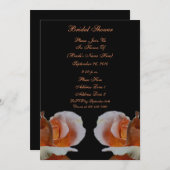 ピーチローズボッズブラックフローラブライダルシャワー招待状 招待状 (正面/裏面)