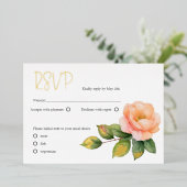 ピーチワイルドバラウォーターカラーRSVP 箔シーズンカード (立ち正面)