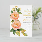 ピーチワイルドバラ結婚式招待状 箔シーズンカード (立ち正面)