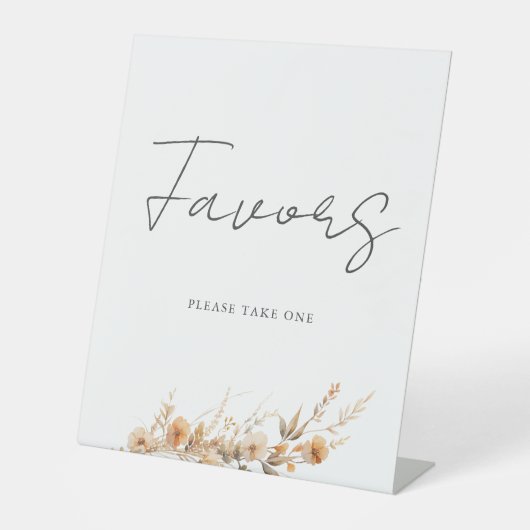 ピーチワイルドフラワーフローラ結婚式の引き出物 台座サイン (正面)