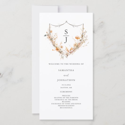 ピーチワイルドフラワーフローラ結婚式 プログラム (正面)