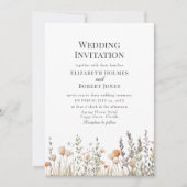 ピーチワイルドフラワーメドウウェディング招待 招待状 (正面)