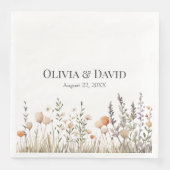 ピーチワイルドフラワーメドウ結婚ズナプキン (正面)