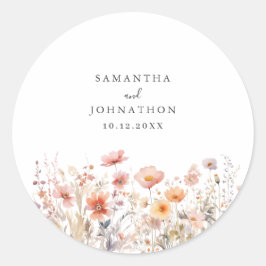 ピーチワイルドフラワー結婚フローラ ラウンドシール