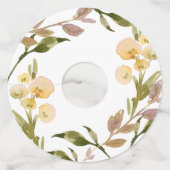 ピーチヴィンテージウォーターカラーフローラワイングラスラベル ワイングラスタグ (裏面)