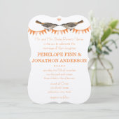 ピーチヴィンテージバードバンティング結婚式招待状 招待状 (スタンド正面)