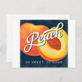 ピーチヴィンテージフルーツラベルレトロ ポストカード (正面/裏面)