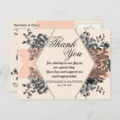 ピーチヴィンテージフローラとストライプ ポストカード (正面/裏面)