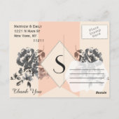 ピーチヴィンテージフローラとストライプ ポストカード (裏面)