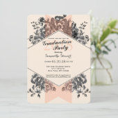 ピーチヴィンテージフローラとストライプ 招待状 (スタンド正面)