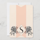 ピーチヴィンテージフローラとストライプ 招待状 (裏面)