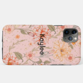 ピーチヴィンテージフローラデザインフェイクグリッター Case-Mate iPhoneケース (裏面(横))