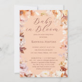 ピーチヴィンテージフローラ秋ベビーイン開花シャワー 招待状 (正面)