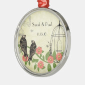 ピーチヴィンテージ新婚初めてのクリスマスバードケージ メタルオーナメント (左)