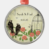 ピーチヴィンテージ新婚初めてのクリスマスバードケージ メタルオーナメント (正面)