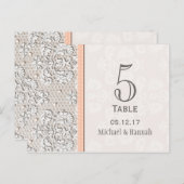 ピーチヴィンテージ結婚レースのテーブル番号カード ポストカード (正面/裏面)