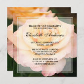 ピーチー·ピンク·ローズ·フラワー80歳の誕生日パーティー 招待状 (正面/裏面)