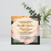 ピーチー·ピンク·ローズ·フラワー80歳の誕生日パーティー 招待状 (スタンド正面)