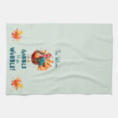 ピーチ予測できなウォーター色トルコ感謝祭 キッチンタオル (横)