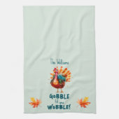 ピーチ予測できなウォーター色トルコ感謝祭 キッチンタオル (縦)