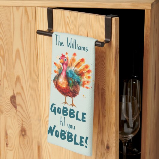 ピーチ予測できなウォーター色トルコ感謝祭 キッチンタオル (三つ折り)