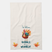 ピーチ予測できなウォーター色トルコ感謝祭 キッチンタオル (縦)