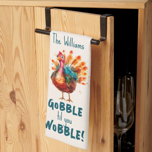 ピーチ予測できなウォーター色トルコ感謝祭 キッチンタオル (三つ折り)