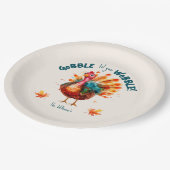 ピーチ予測できなウォーター色トルコ感謝祭 ペーパープレート (アングル)