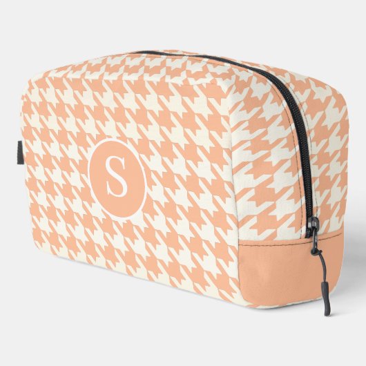 ピーチ千鳥格子のファズ&ホワイトトイレタリーバッグ ドップキット (右コーナー)