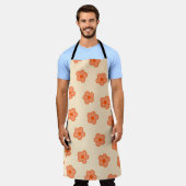 ピーチ名門私立校風のオレンジヒッパイフラワー エプロン (着用した状態)