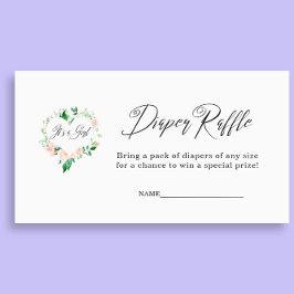 ピーチ女の子おむつラッフルベビーシャワー エンクロージャーカード