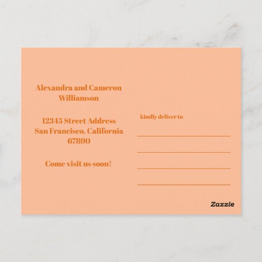 ピーチ引っ越しましたニューホームムービングアナウンスメント ポストカード (裏面)