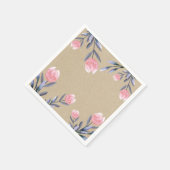 ピーチ春ウォーターカラーチューリップブライダルシャワーパーティー スタンダードカクテルナプキン (角)