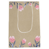 ピーチ春ウォーターカラーチューリップブライダルシャワーパーティー ミディアムペーパーバッグ (裏面)