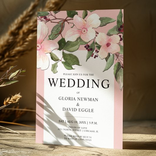 ピーチ春フローラドロップ結婚式招待状 招待状