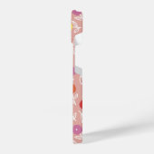 ピーチ春フローラモノグラム名 iPhoneケース (左側面)