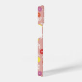 ピーチ春フローラモノグラム名 iPhoneケース (右側面)