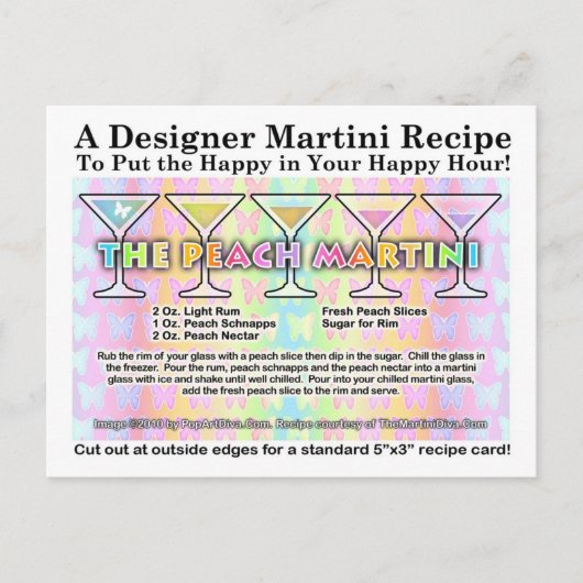 ピーチ春マルティーニレシピカードポストカード ポストカード (正面)