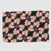 ピーチ柄の髭あめ花抽象芸術 ゴルフタオル (横)