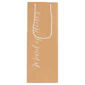 ピーチ様式化スクリプトメイド・オブ・オーナー（花嫁付き添い人） ワインギフトバッグ (正面)