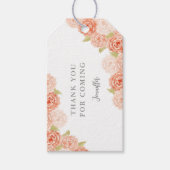 ピーチ水彩フローラブライダルシャワー ギフトタグ (正面)