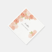 ピーチ水彩フローラブライダルシャワー スタンダードカクテルナプキン (角)