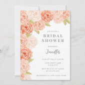 ピーチ水彩フローラブライダルシャワー 招待状 (正面)
