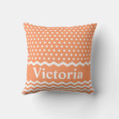 ピーチ水玉模様とシボロン クッション (裏面)