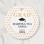 ピーチ水玉模様ウェルカム卒業 フェイバータグ (正面)